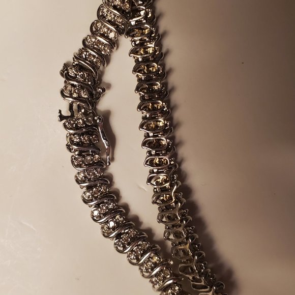 DIAMOND TENNIS BRACELET 14K WHITE GOLD - Picture 6 of 12